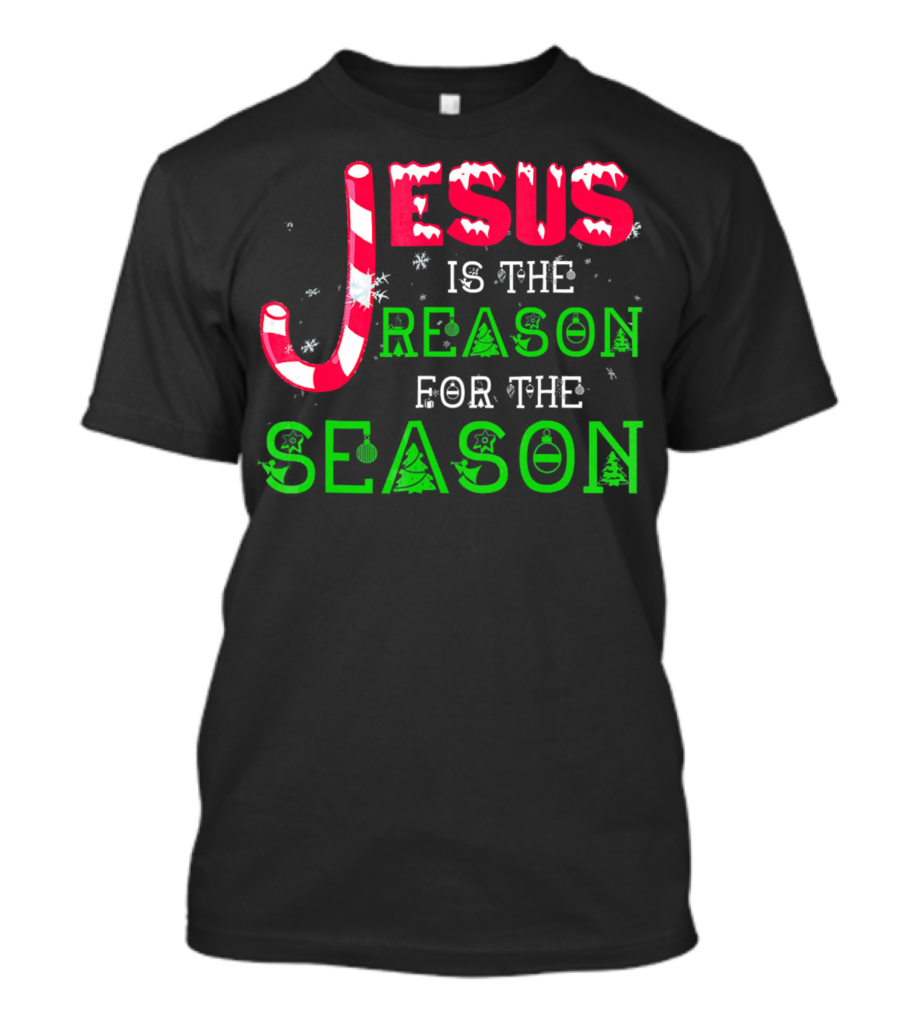 Jesus Is The Reason For The Season Christmas Candy Cane Snowflakes T-Shirt
