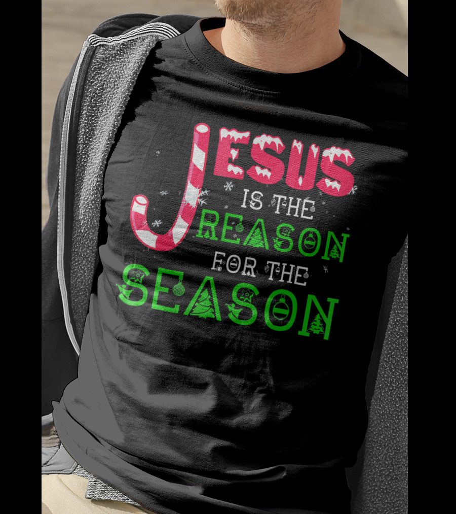 Jesus Is The Reason For The Season Christmas Candy Cane Snowflakes T-Shirt