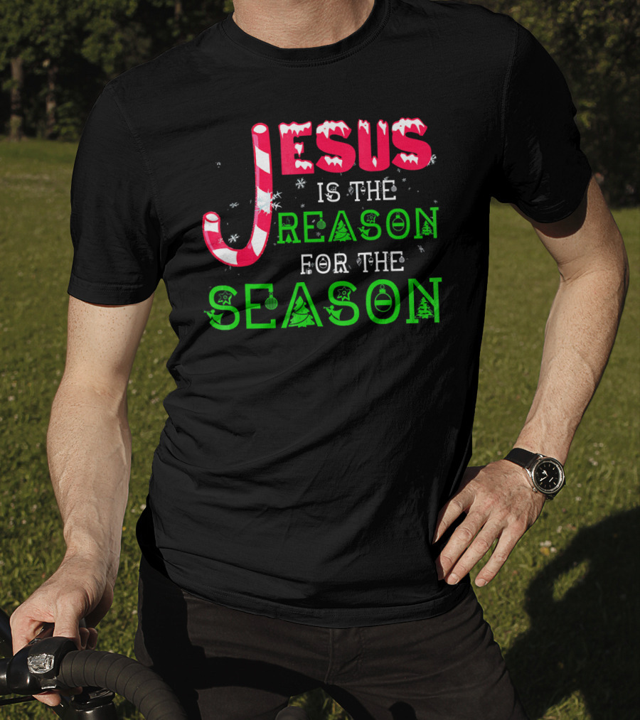 Jesus Is The Reason For The Season Christmas Candy Cane Snowflakes T-Shirt
