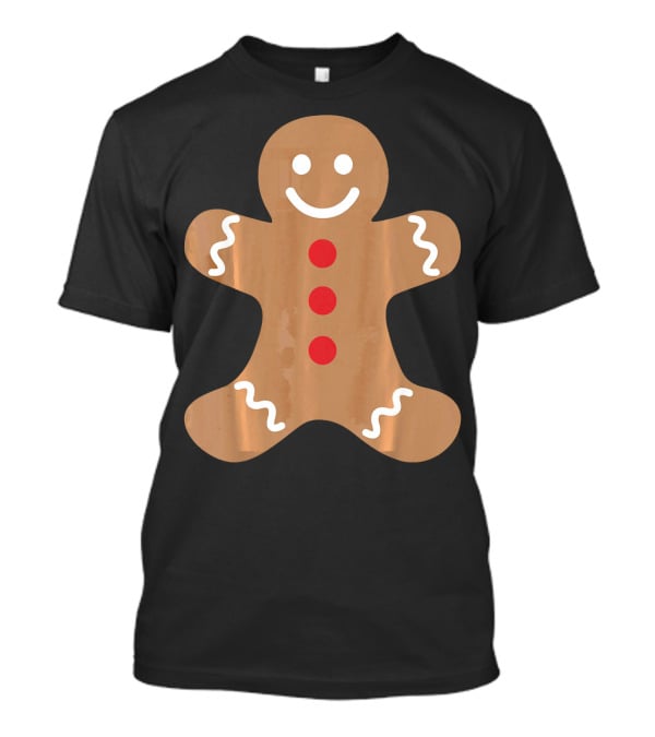 Smiling Gingerbread Man Holiday Cookie Decor T-Shirt