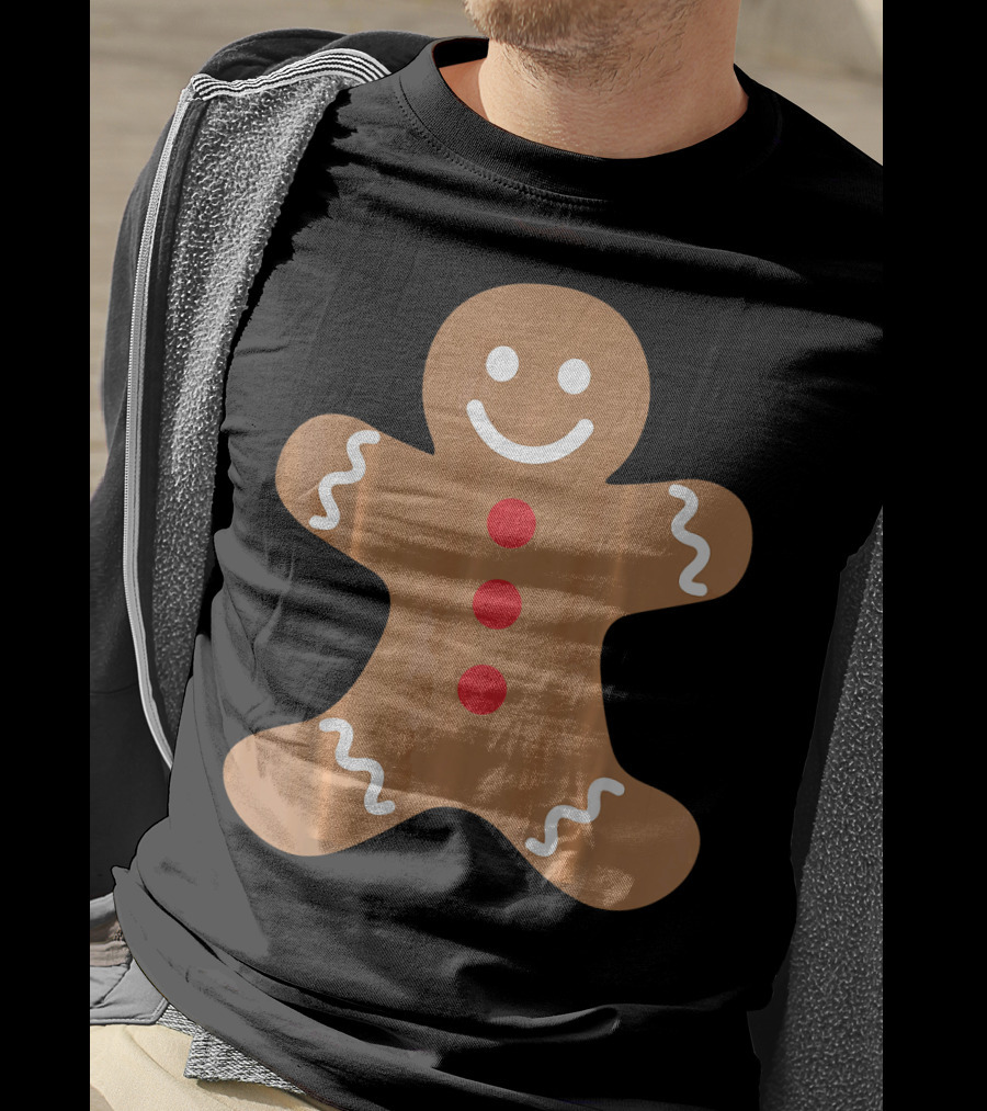 Smiling Gingerbread Man Holiday Cookie Decor T-Shirt