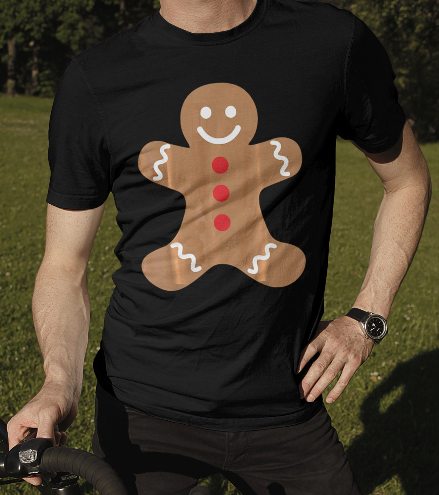 Smiling Gingerbread Man Holiday Cookie Decor T-Shirt