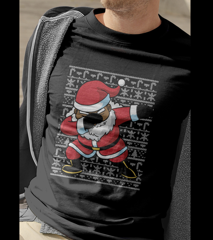 Christmas Black Santa Dabbing Ugly T-Shirt
