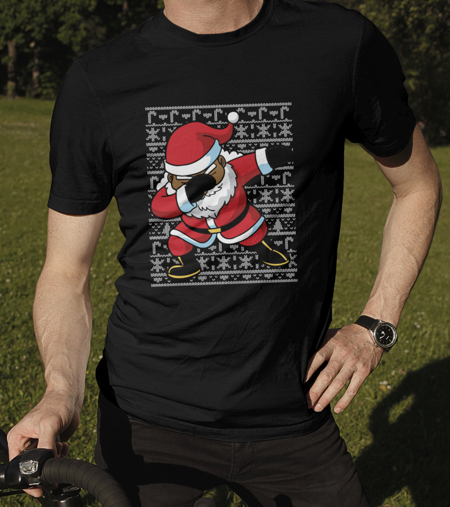 Christmas Black Santa Dabbing Ugly T-Shirt
