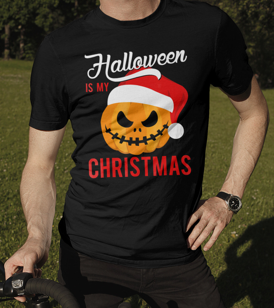 Halloween Is My Christmas Pumpkin Santa Hat T-Shirt