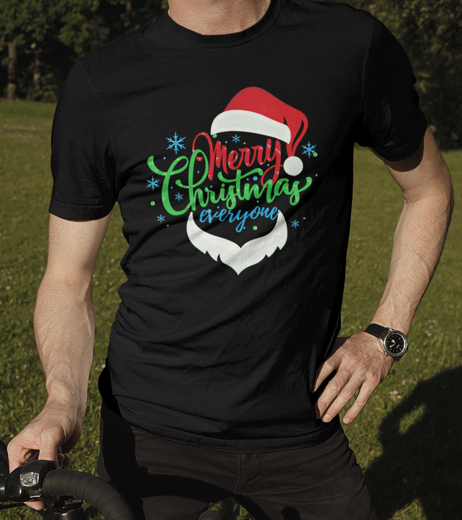Merry Christmas Everyone Santa Hat With Beard T-Shirt