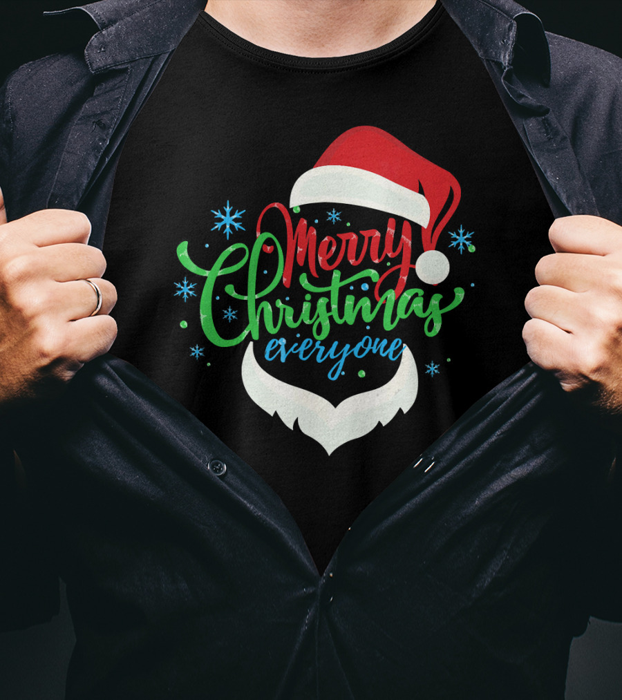Merry Christmas Everyone Santa Hat With Beard T-Shirt