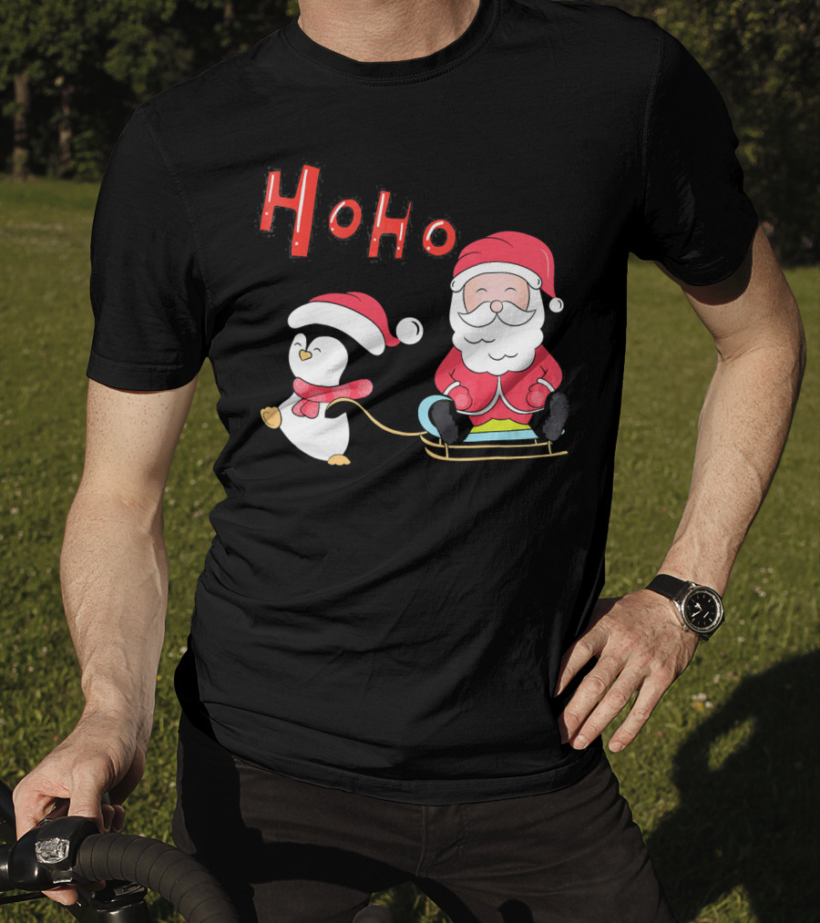 Ho Ho Santa Penguin Merry Christmas Happy Family T-Shirt