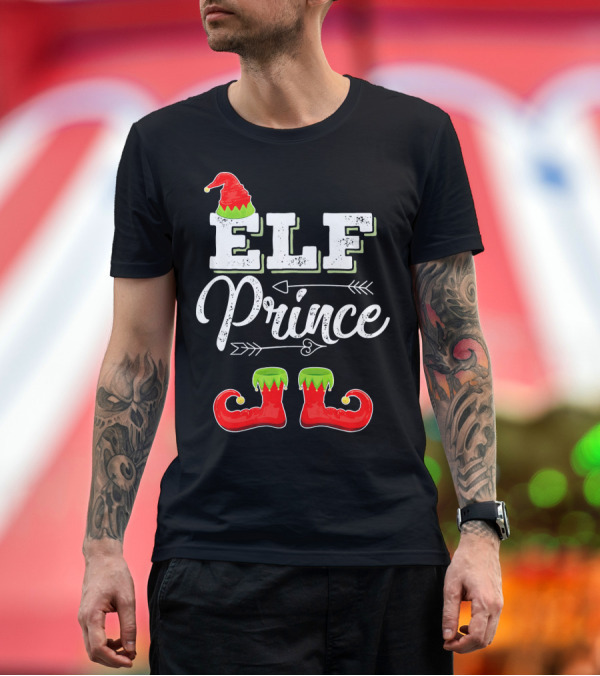 Premium T-Shirt: Prince Elf Matching Family Christmas Cos Elf Prince Hat Boots Holiday T-Shirt Prince Elf Matching Family Christmas Cos Elf Prince Hat Boots Holiday T-Shirt
