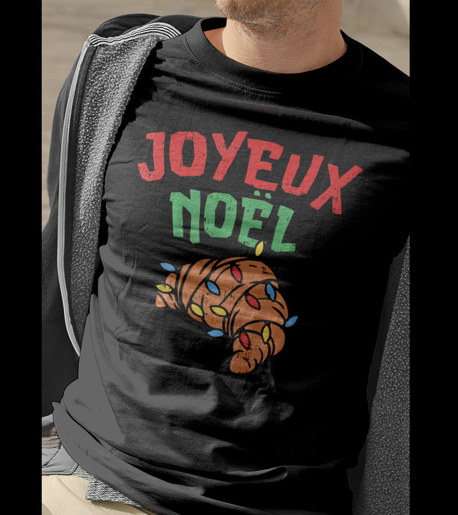 Joyeux Noel Croissant Christmas Lights T-Shirt