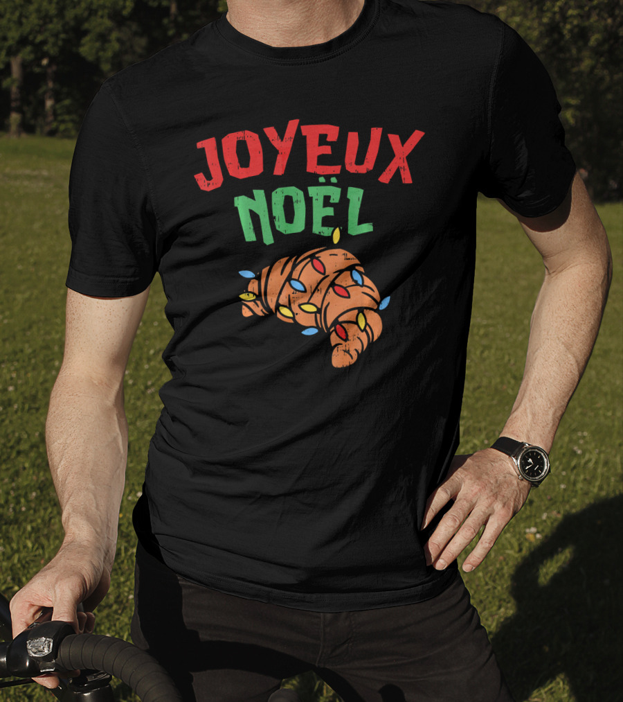 Joyeux Noel Croissant Christmas Lights T-Shirt