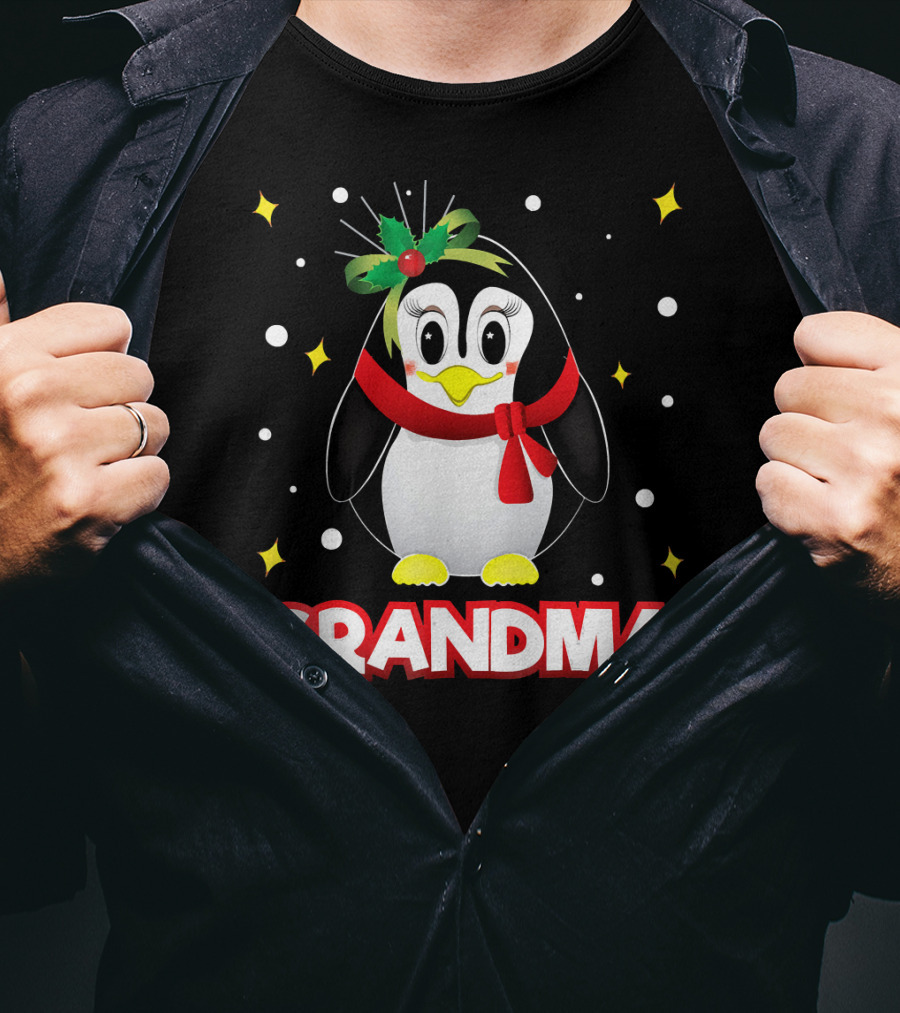 Grandma Penguin Festive Christmas Family T-Shirt