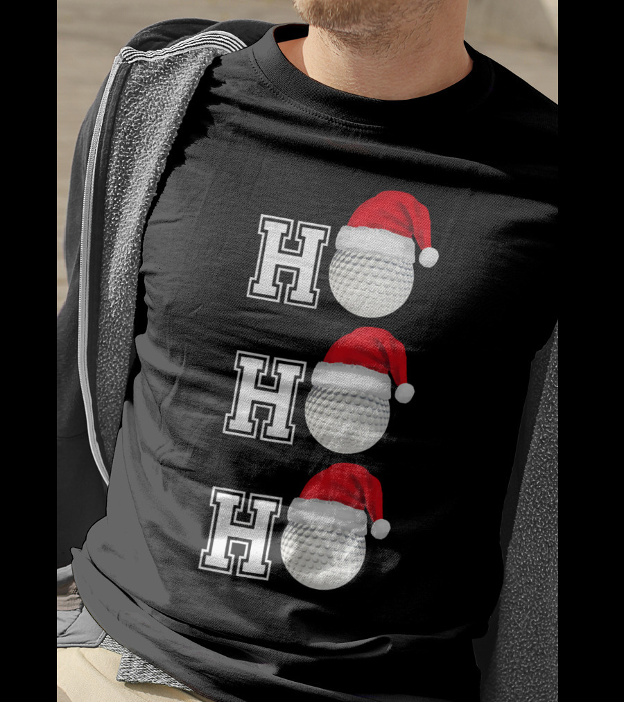 Ho Ho Ho Golf Ball Santa Hat Christmas T-Shirt