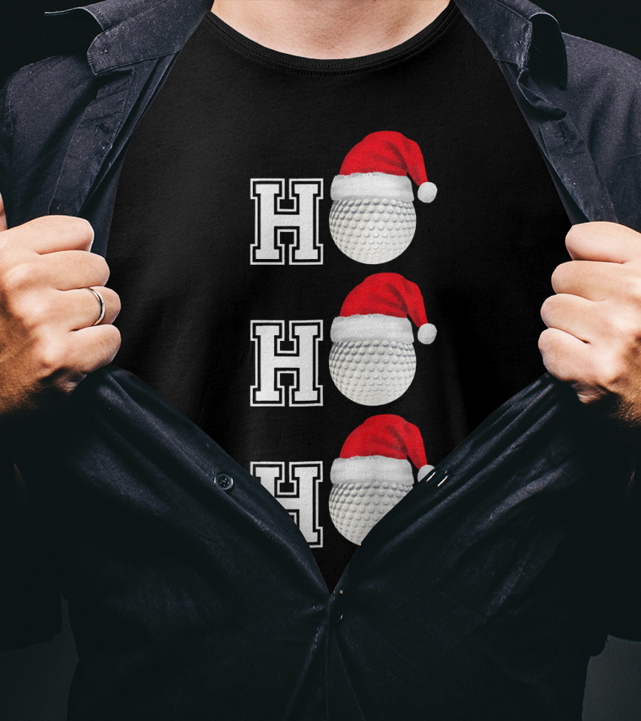 Ho Ho Ho Golf Ball Santa Hat Christmas T-Shirt