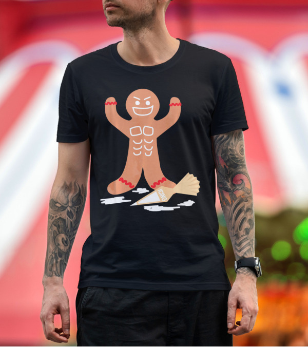 Premium T-Shirt: Christmas Gingerbread Muscle Man with Icing Power T-Shirt Christmas Gingerbread Muscle Man with Icing Power T-Shirt