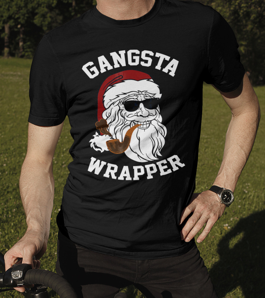 Gangsta Wrapper Santa Smoking Pipe With Sunglasses T-Shirt