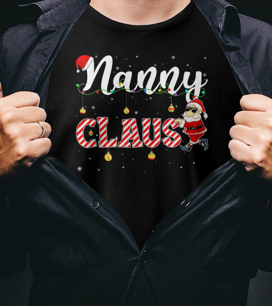 Nanny Claus Cute Christmas Santa Hat Matching T-Shirt