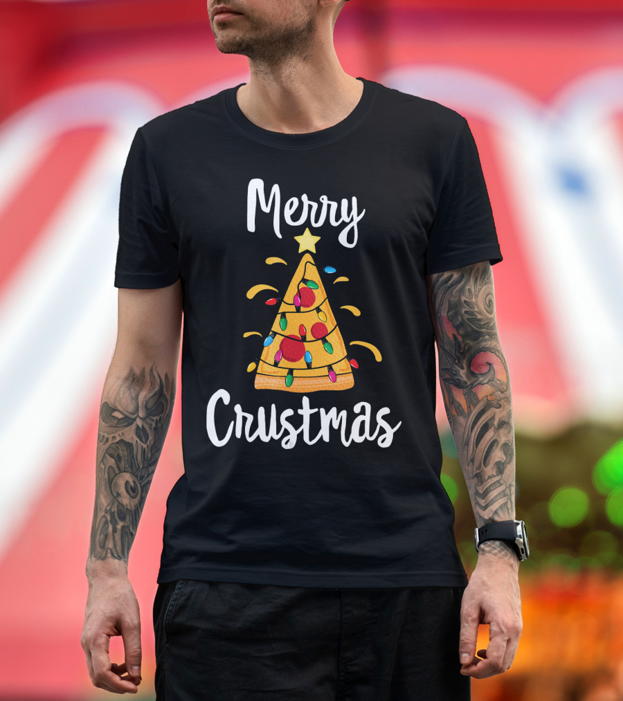 Merry Crustmas Christmas Men Boy Pizza Tree T-Shirt