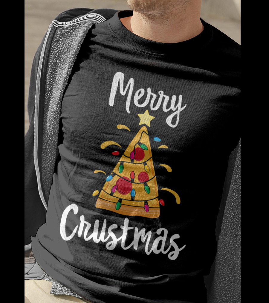 Merry Crustmas Christmas Men Boy Pizza Tree T-Shirt