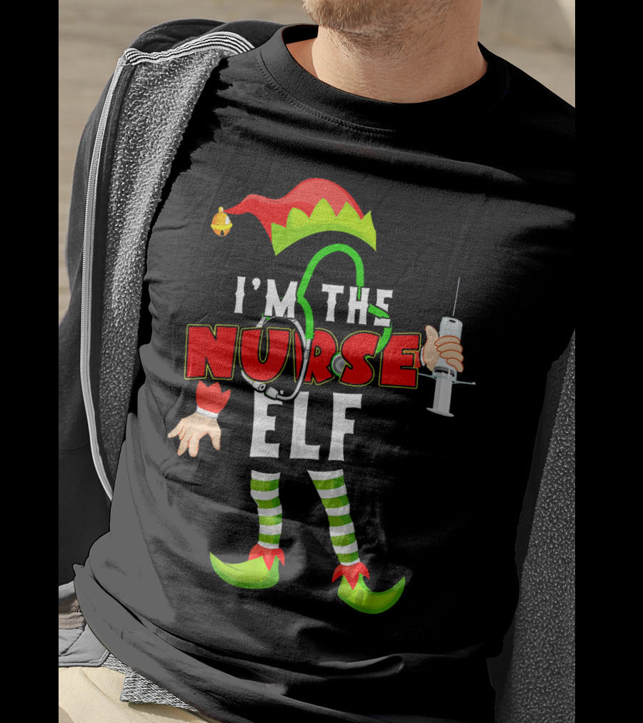 I'm The Nurse Elf RN Syringe Stethoscope Christmas Costume T-Shirt
