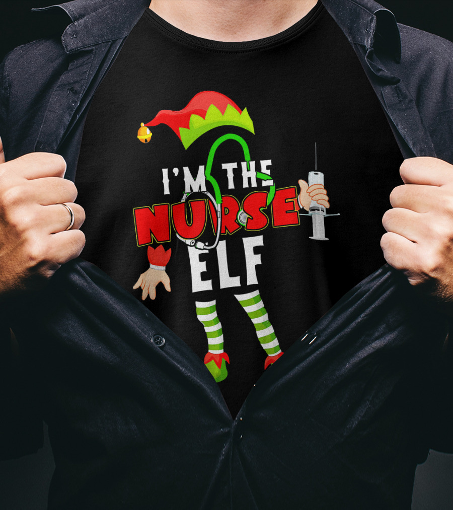 I'm The Nurse Elf RN Syringe Stethoscope Christmas Costume T-Shirt