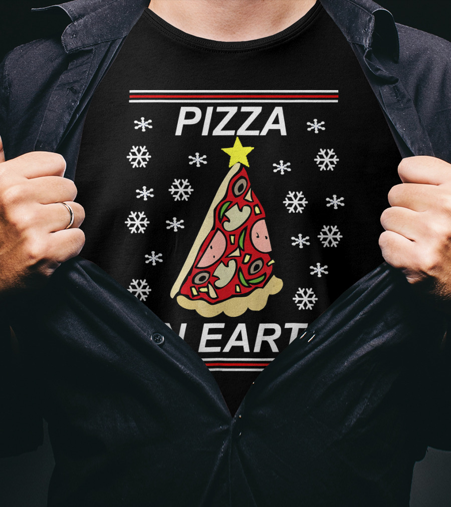 Pizza On Earth Holiday Slice Snowflakes T-Shirt
