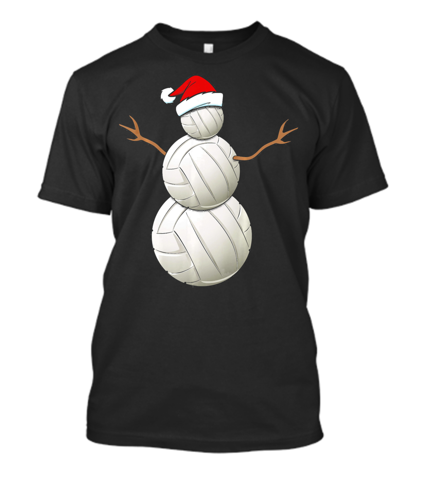 Snowman Volleyball Santa Hat Funny Christmas Balls T-Shirt