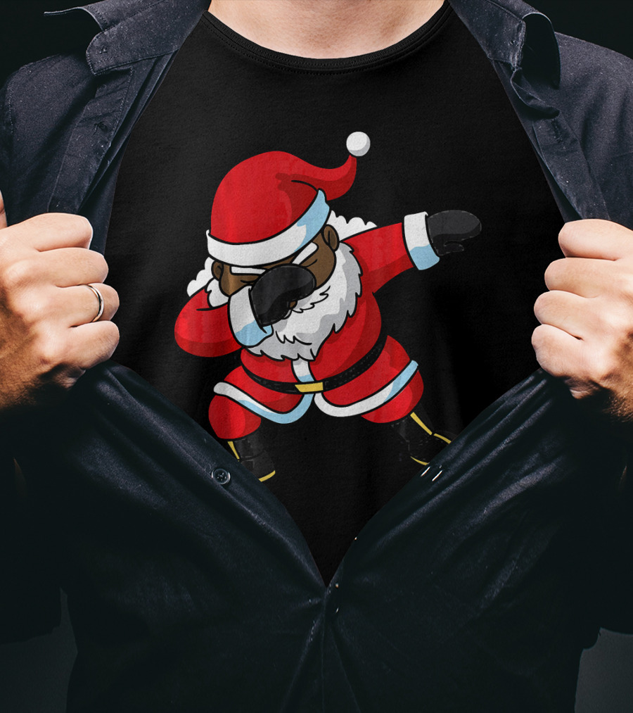 Christmas Dabbing Black Santa Claus Gesture T-Shirt