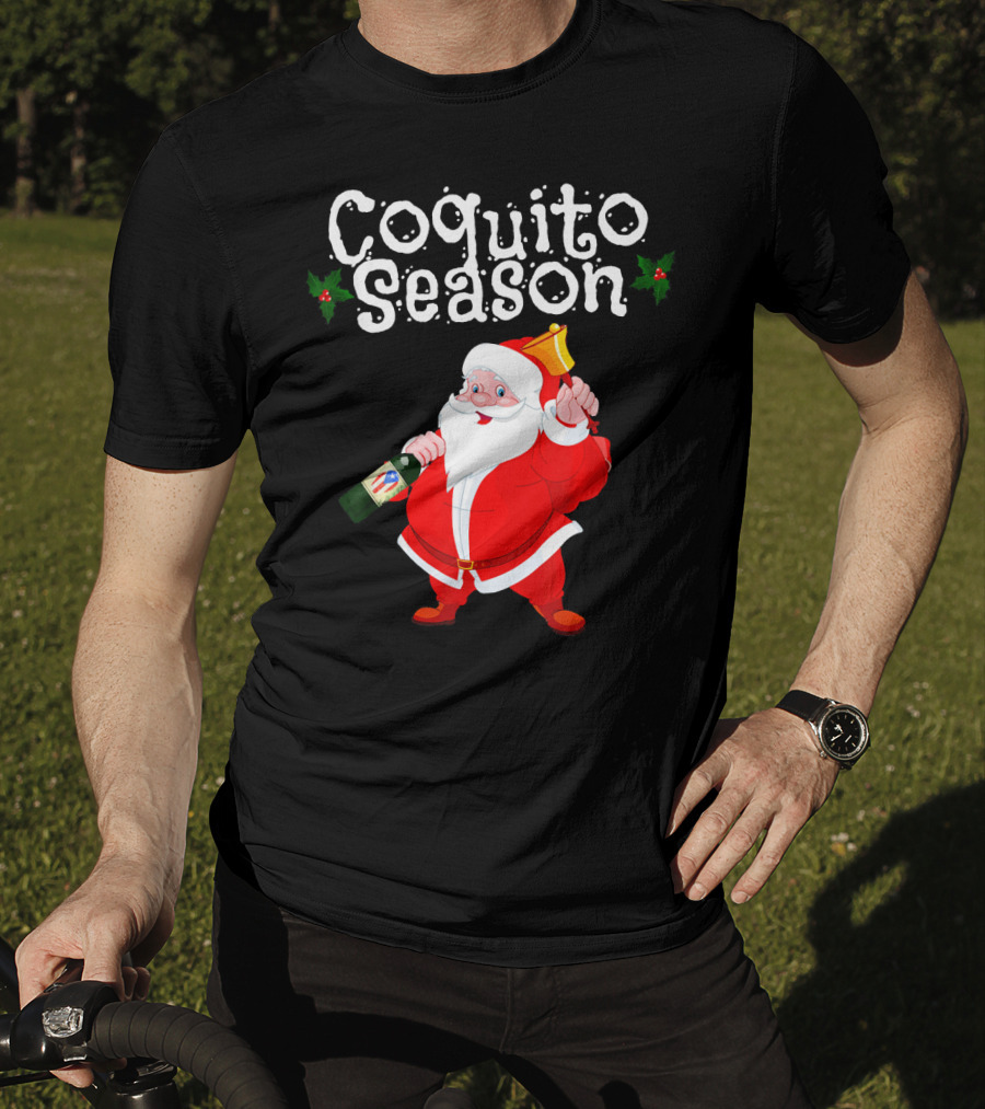 Coquito Season Funny Santa Claus Christmas Puerto Rican T-Shirt