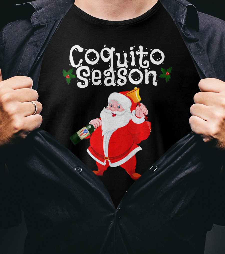 Coquito Season Funny Santa Claus Christmas Puerto Rican T-Shirt