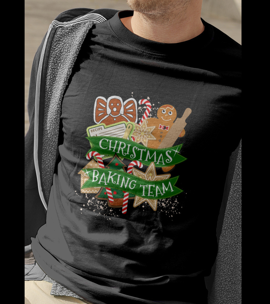 Christmas Baking Team Gingerbread Candy Cane Cookie Recipe Bowtie T-Shirt