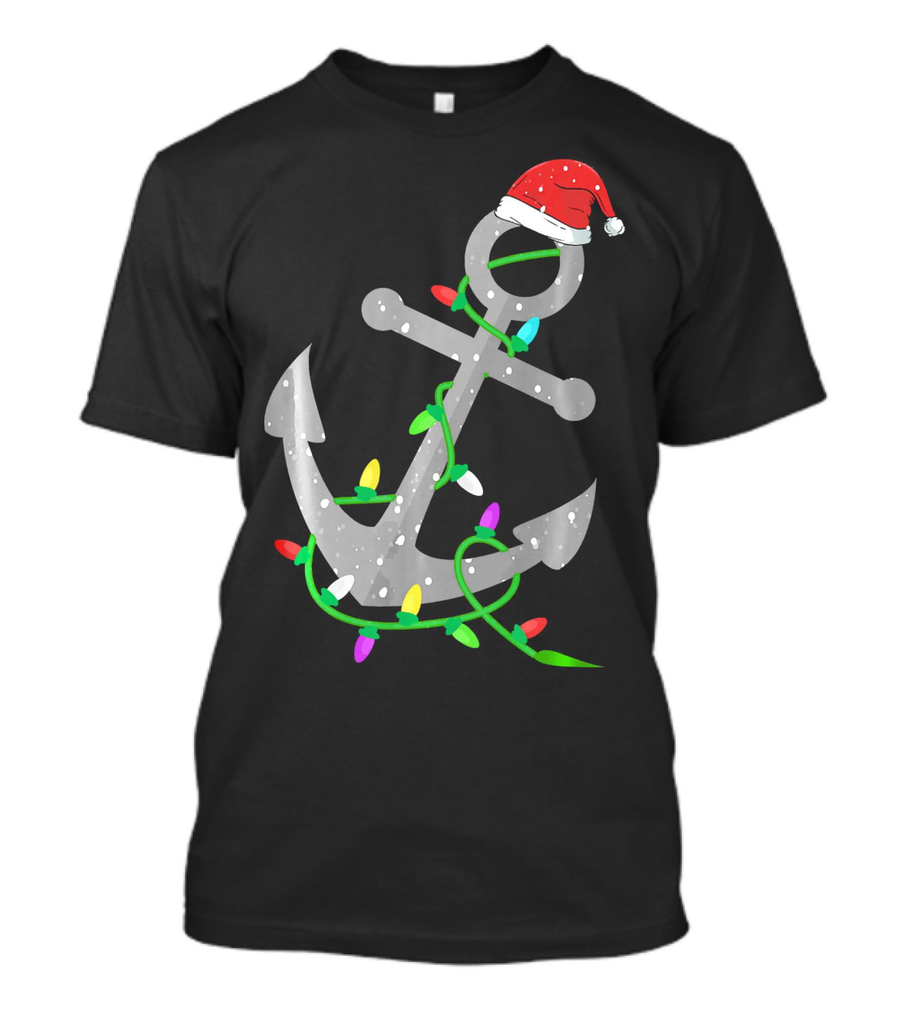 Merry Captain Santa Anchor With Christmas Lights T-Shirt