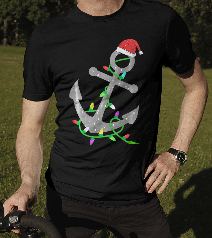 Merry Captain Santa Anchor With Christmas Lights T-Shirt