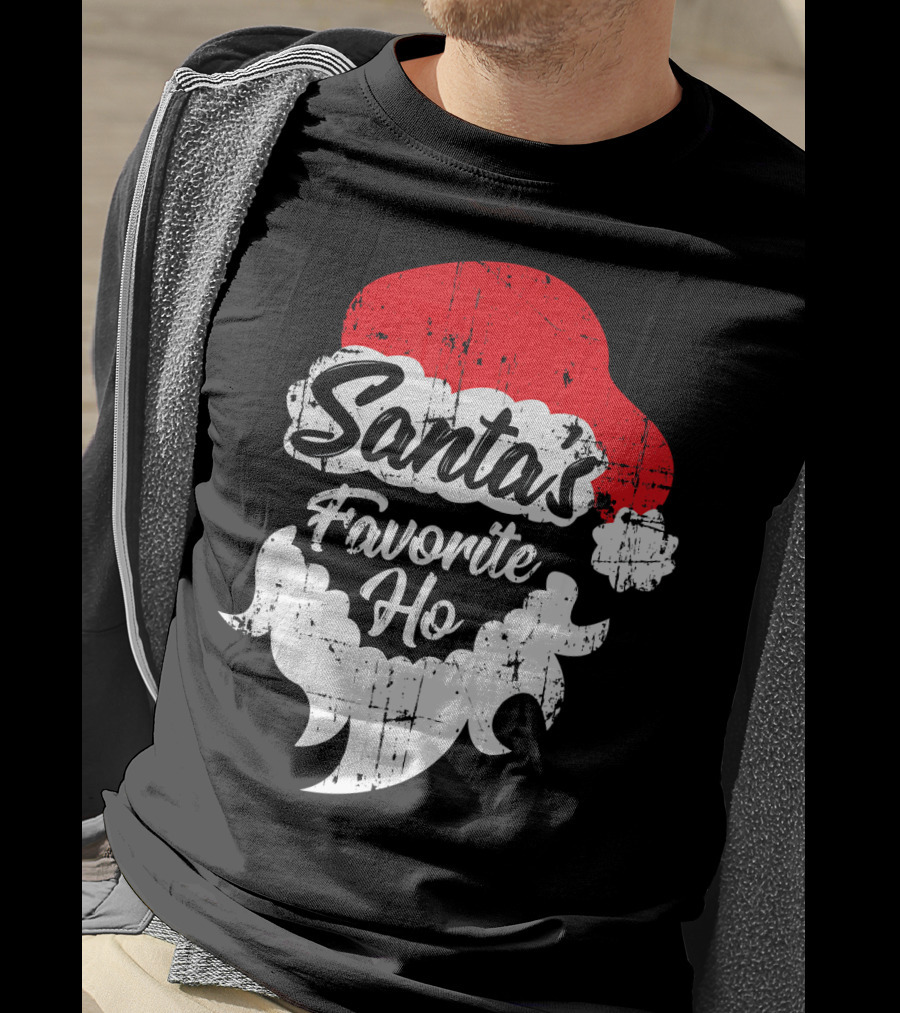 Santa's Favorite Ho Christmas Beard And Hat T-Shirt