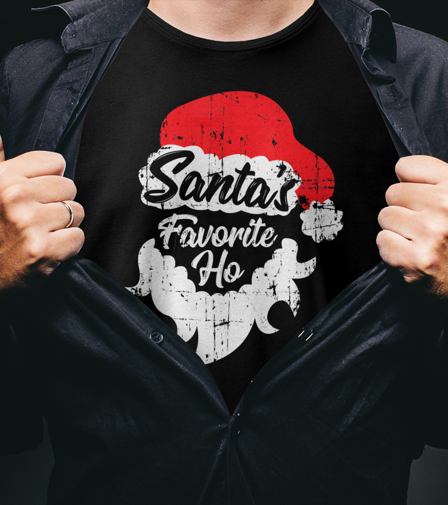 Santa's Favorite Ho Christmas Beard And Hat T-Shirt