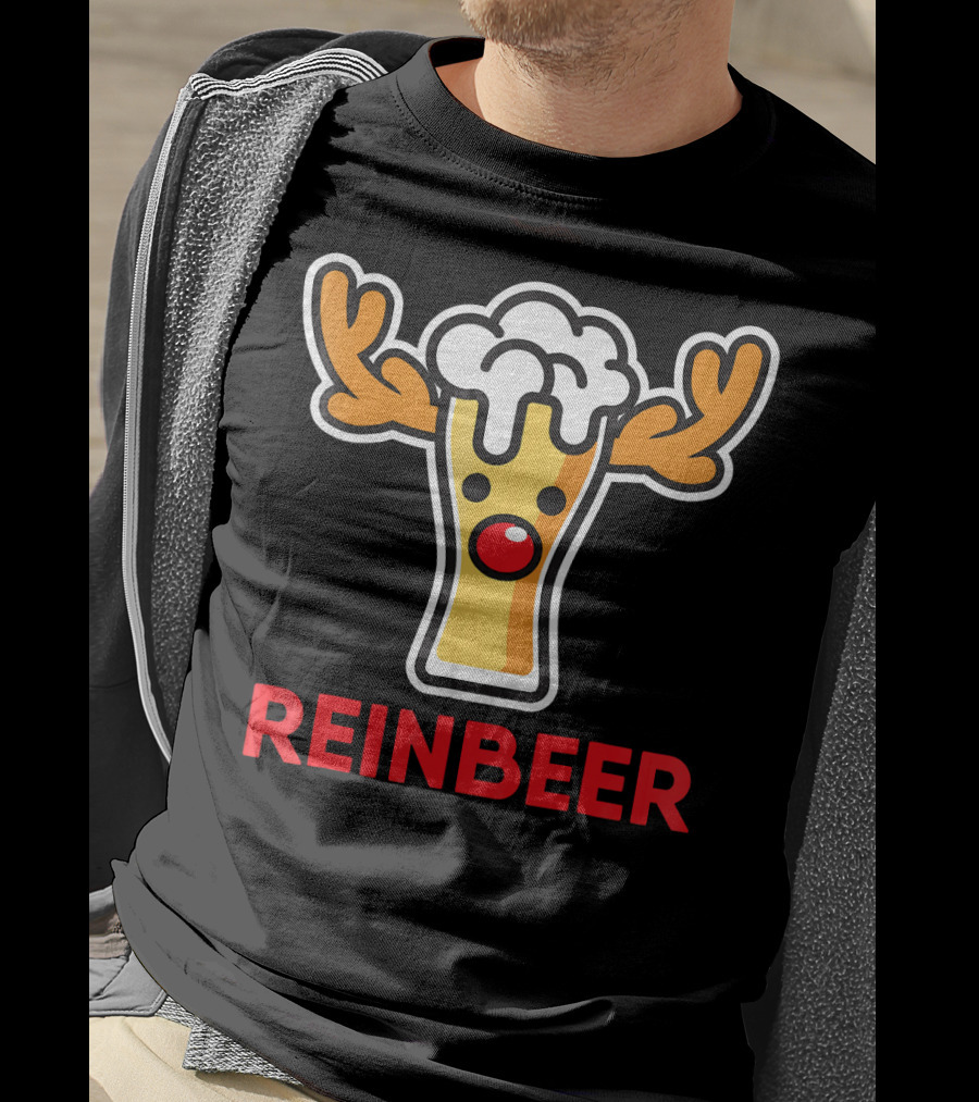 Rein Beer Reindeer With Antlers And Foamy Beer Head T-Shirt