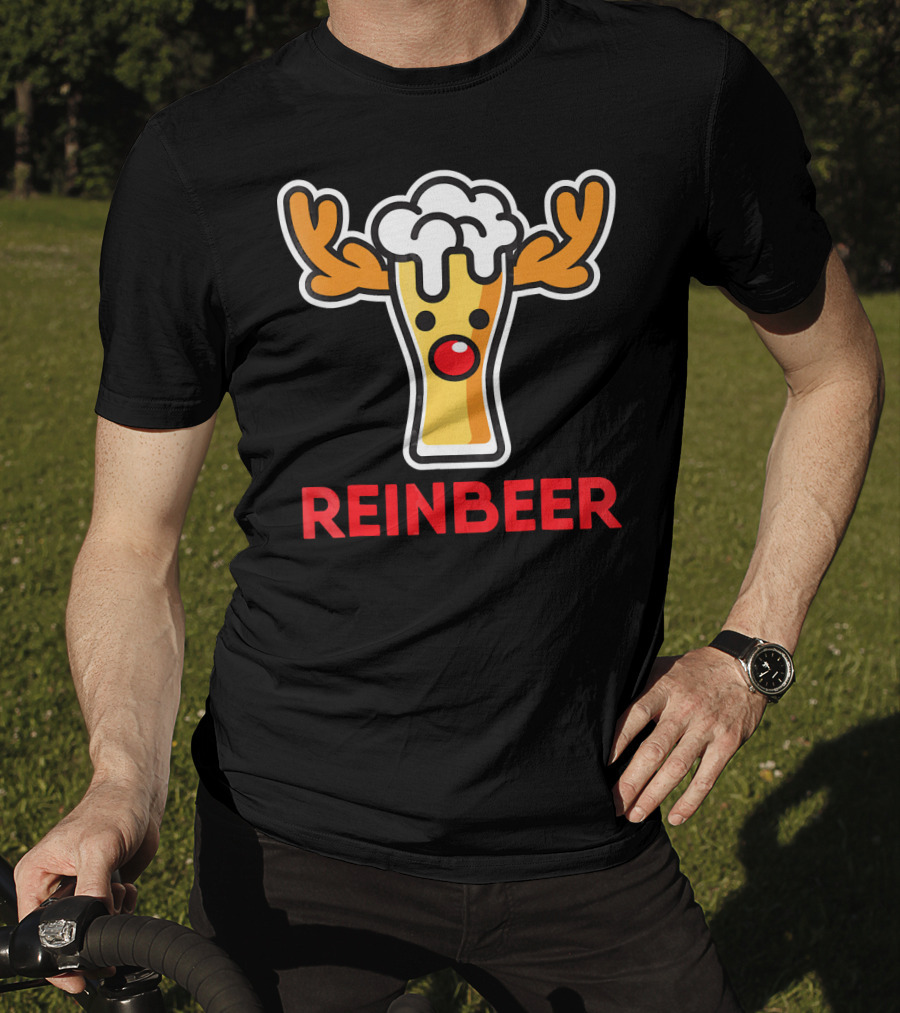 Rein Beer Reindeer With Antlers And Foamy Beer Head T-Shirt