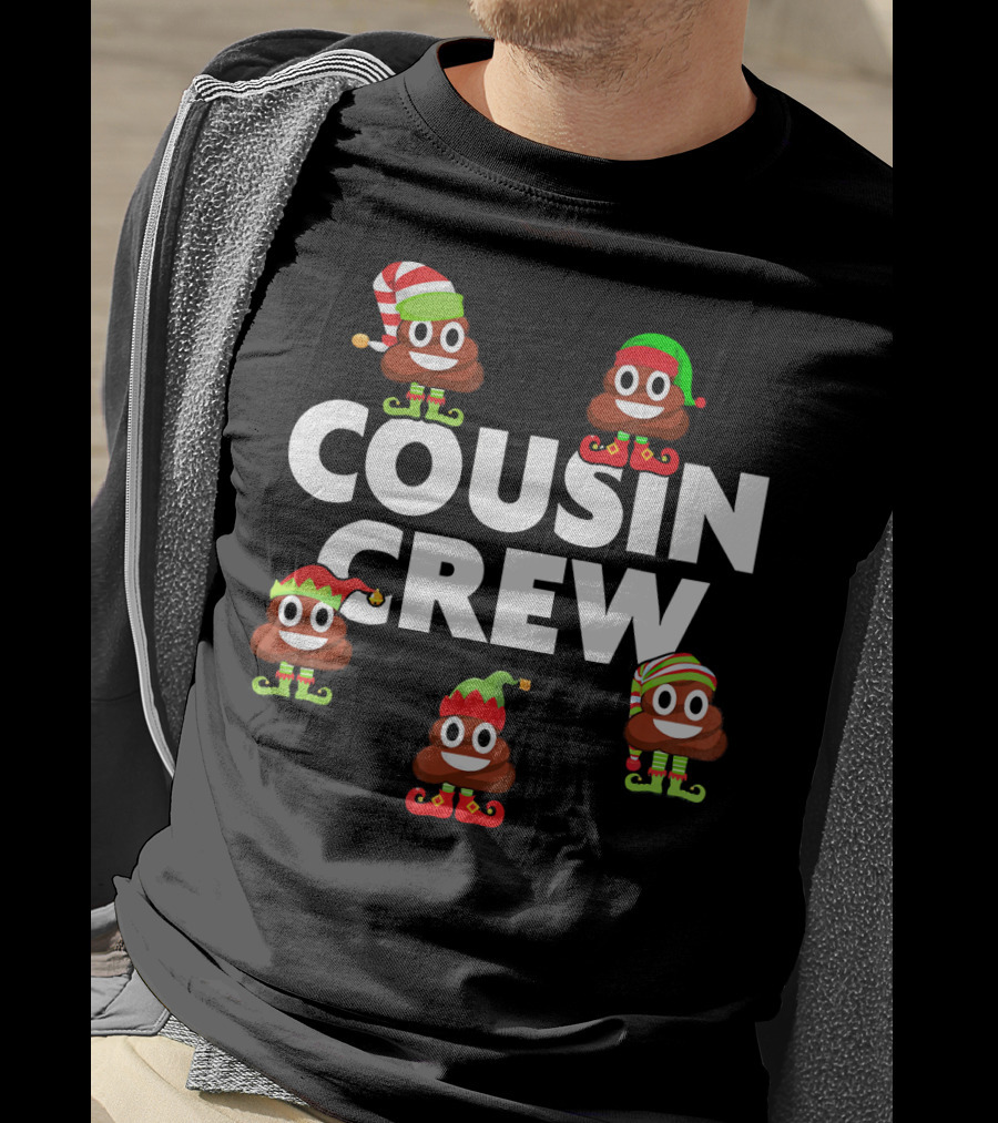 Cousin Crew Christmas PJs Elf Poop Emoji T-Shirt