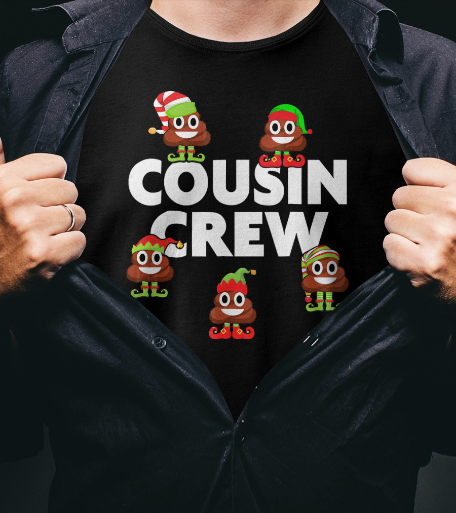 Cousin Crew Christmas PJs Elf Poop Emoji T-Shirt