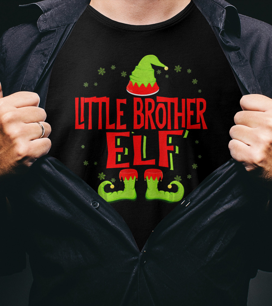 Little Brother Elf Matching Family Christmas T-Shirt