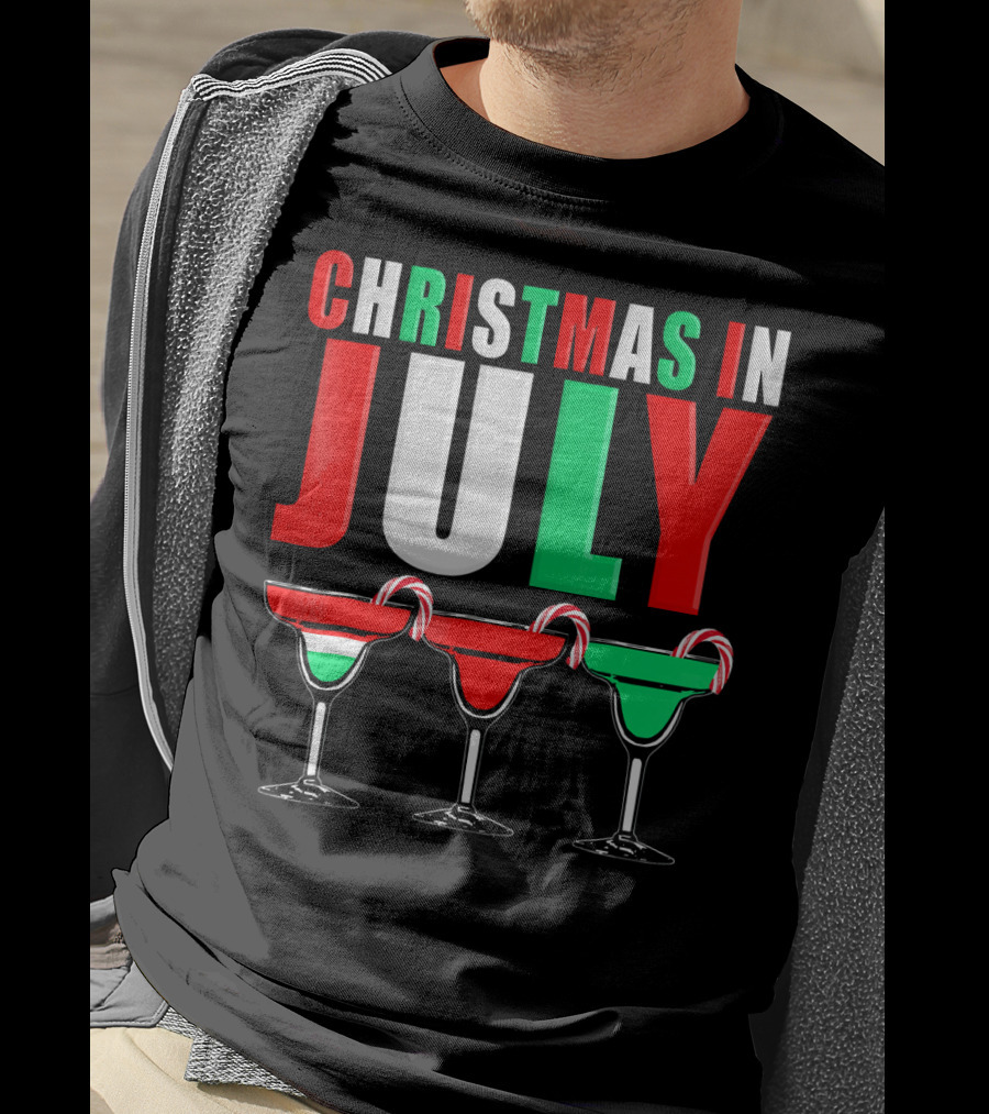 Christmas In July Candy Cane Cocktail Mixed Drinks T-Shirt