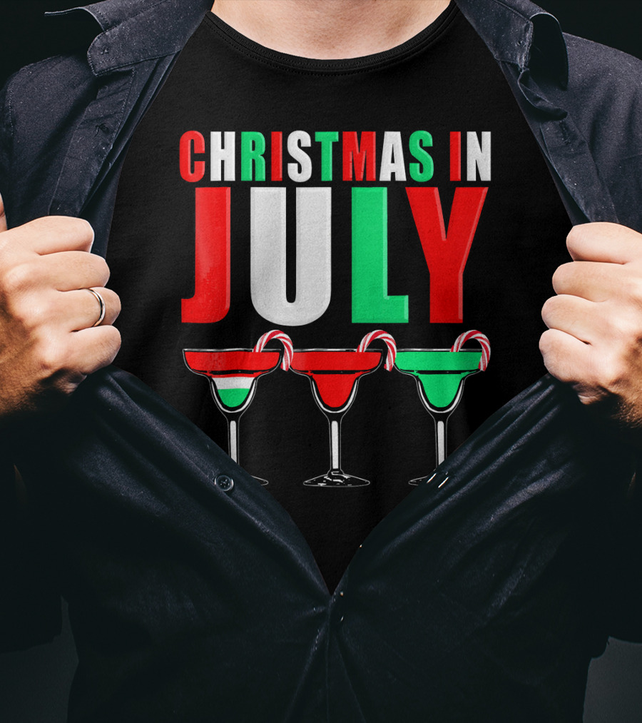 Christmas In July Candy Cane Cocktail Mixed Drinks T-Shirt