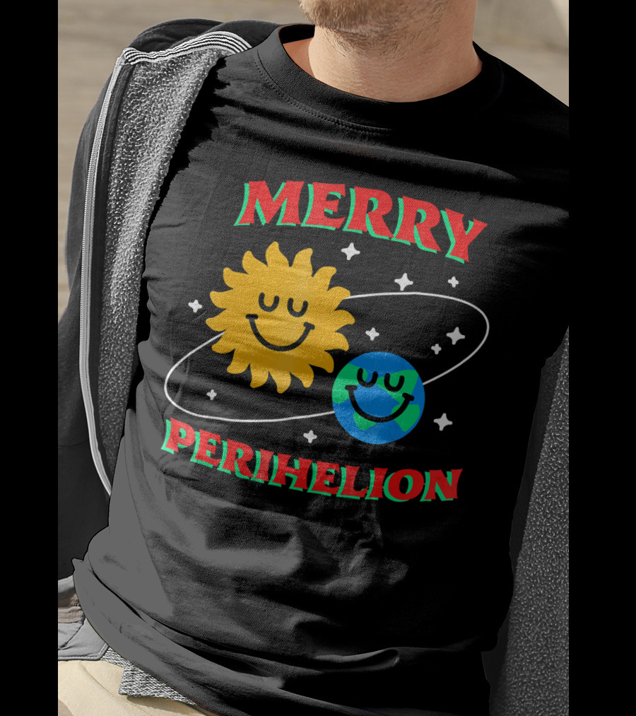 Merry Perihelion Sun Earth Smiling Orbit T-Shirt