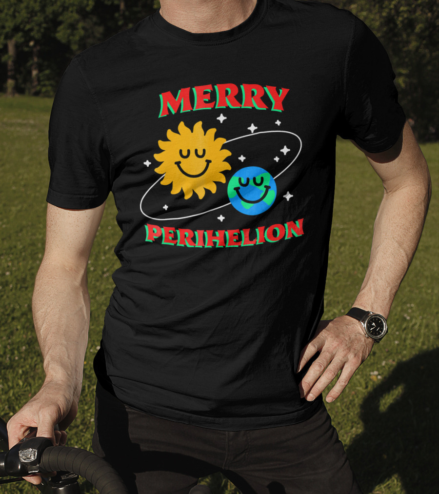 Merry Perihelion Sun Earth Smiling Orbit T-Shirt