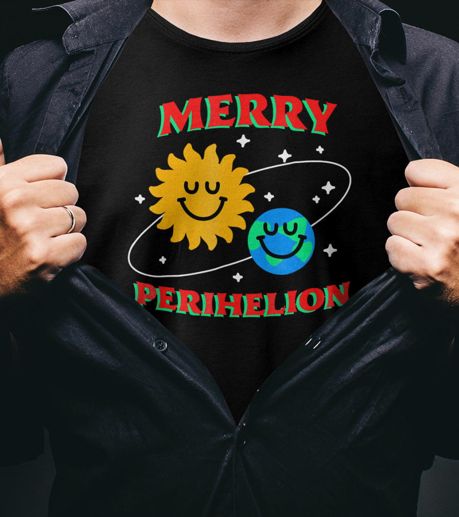 Merry Perihelion Sun Earth Smiling Orbit T-Shirt
