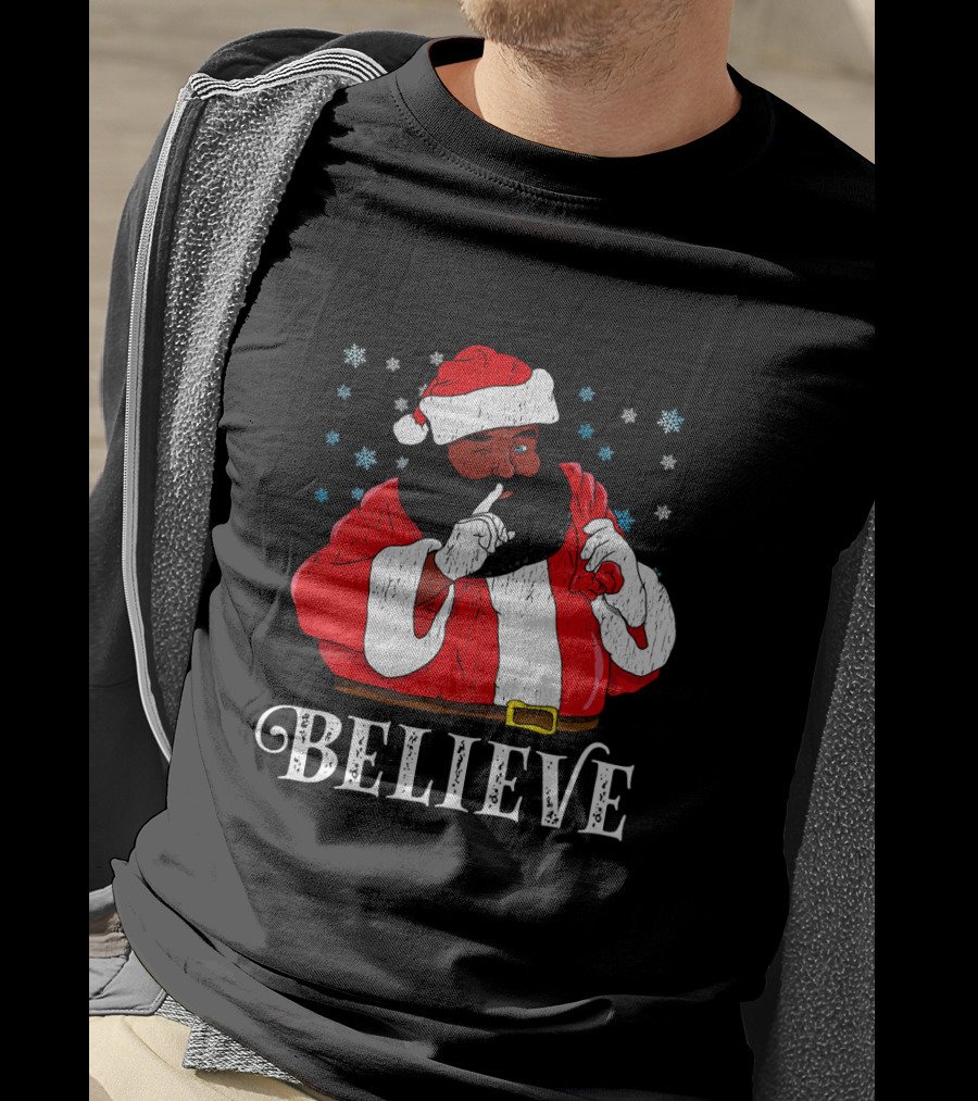 Believe Santa African Christmas Snowflakes T-Shirt