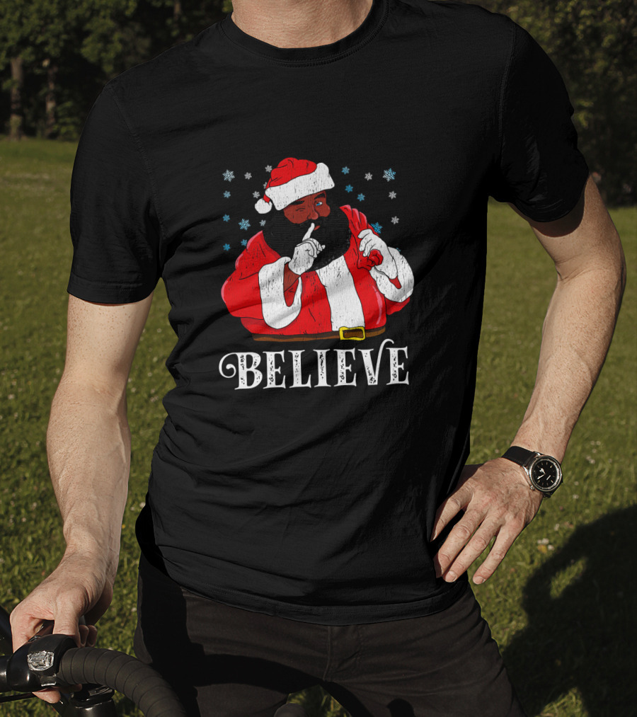 Believe Santa African Christmas Snowflakes T-Shirt