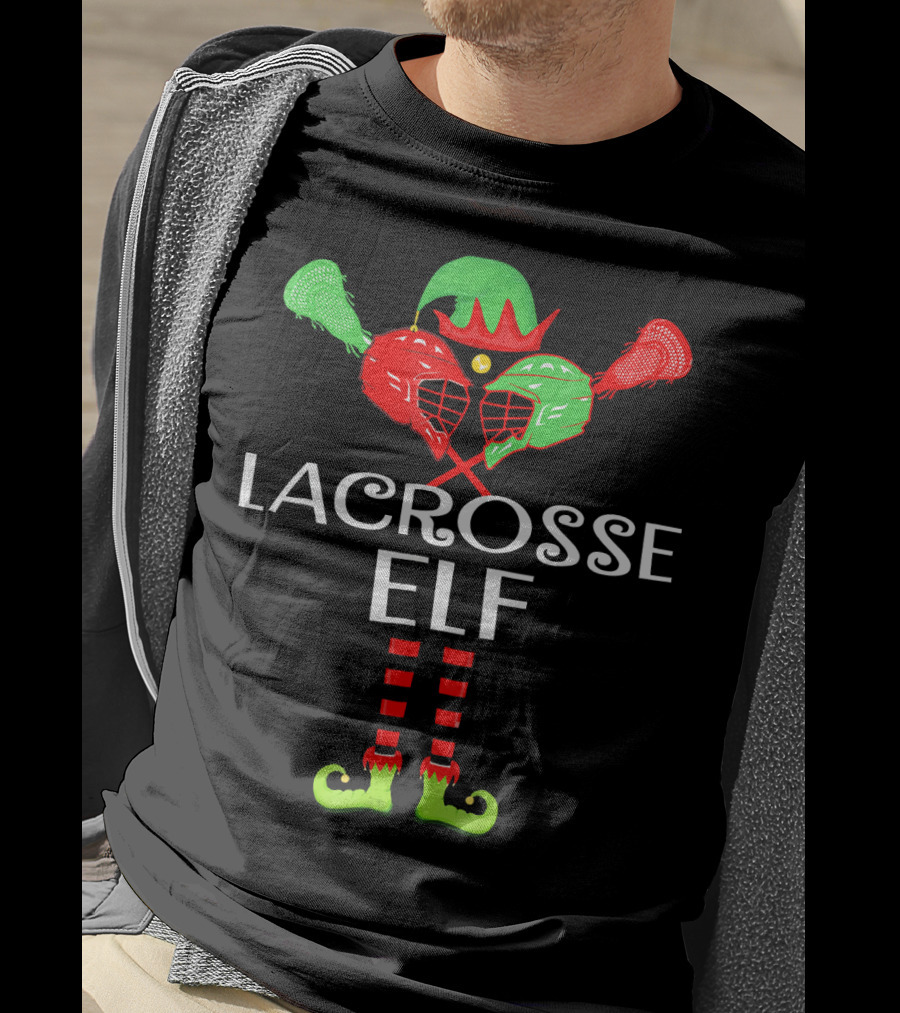 Lacrosse Elf Funny Holiday Sports Lover T-Shirt