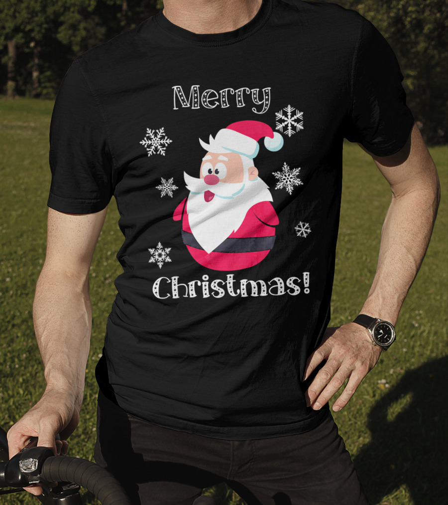 Merry Christmas Santa Claus Cute Snowflakes T-Shirt