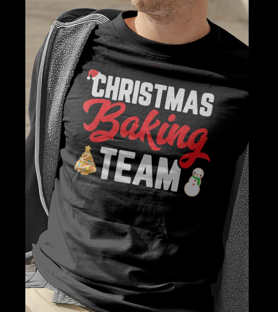 Christmas Baking Team Holiday Cookie Fun Christmas Tree Snowman T-Shirt
